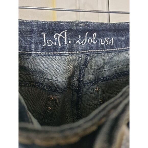 Women's Jeans Size 5  Rhinestone Low Rise Straight Leg Denim Jeans - Picture 5 of 8